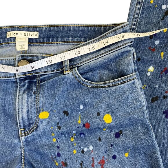 Alice + Olivia Sz 29 Joana Paint Splatter Skinny Jeans Stretch Pockets Zipper - Picture 15 of 16
